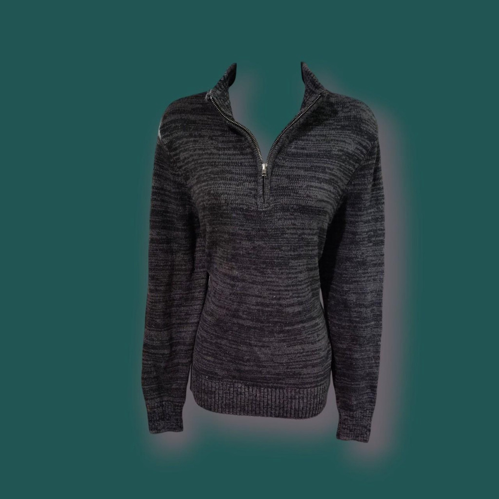 Dark Gray Quarter Zip Sweater | Minimalist Vintage Athleisure Pullover
